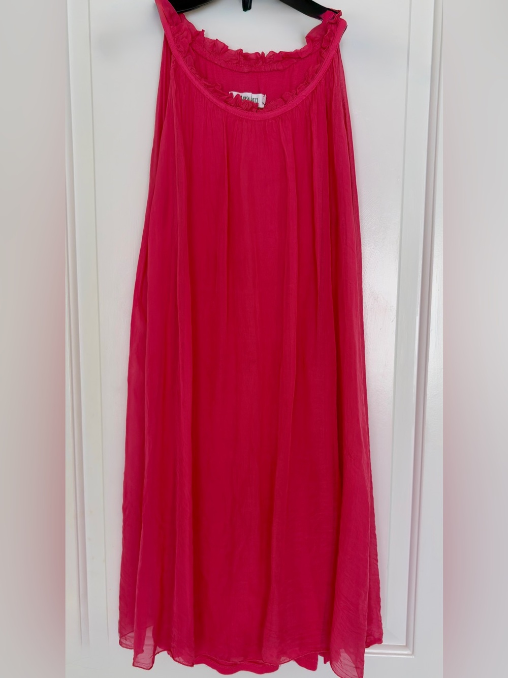 Italian Silk Halter Neck Dress Hot Pink Size Small Barbiecore EUC